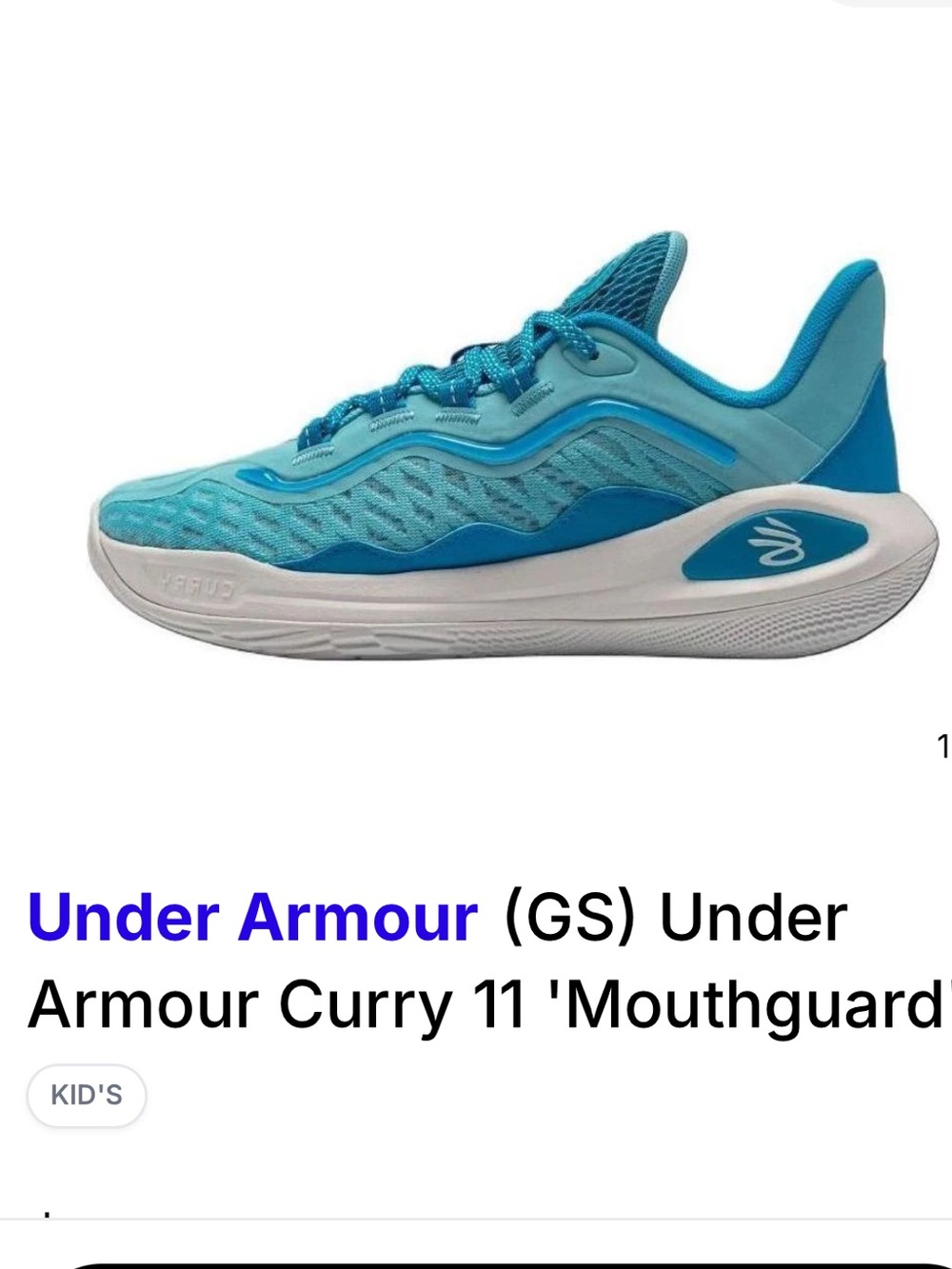 Under Armour Kids' Curry 11 'Mouthguard' Sneakers - Teal/Blue